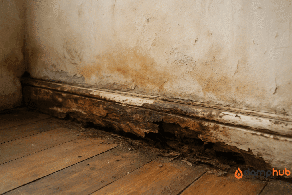 damp damages on the skirting board
