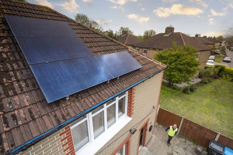 Solar panels on a home in Edmonton (credit Peter Landown Photography)