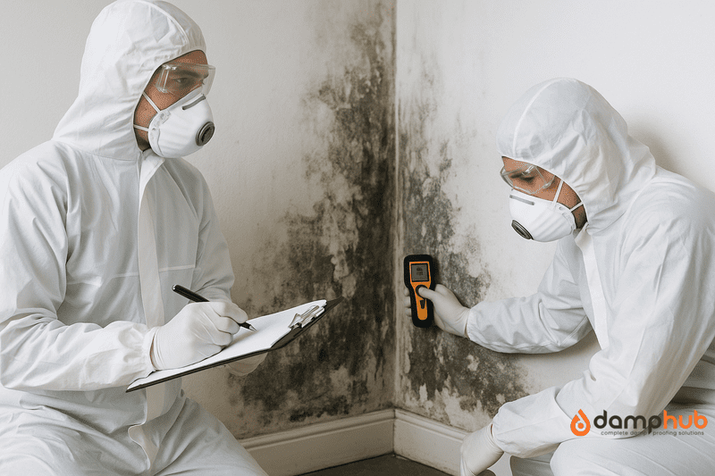 damp and mould removal technicians at workl