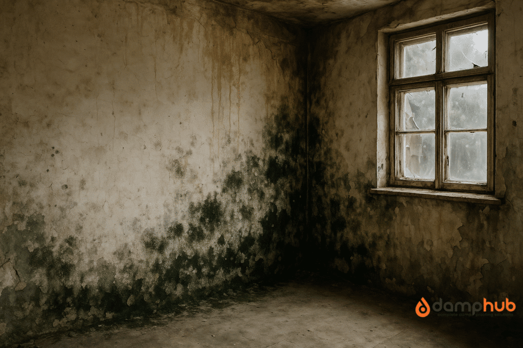 a damp and mould invaded room