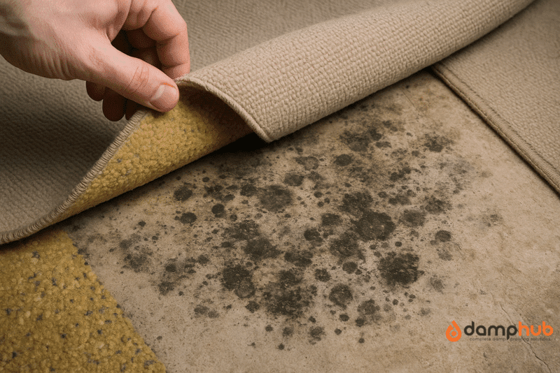 Mold seen under carpet or on underlay