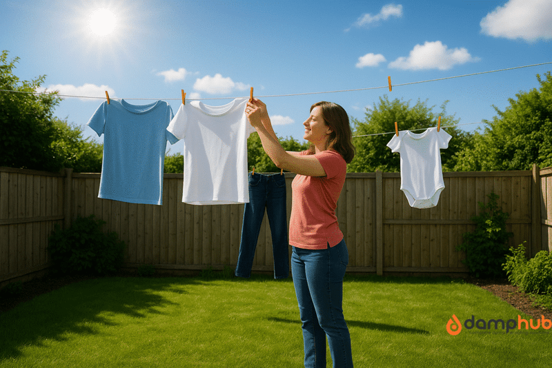 sun drying clothes to ensure complete drying