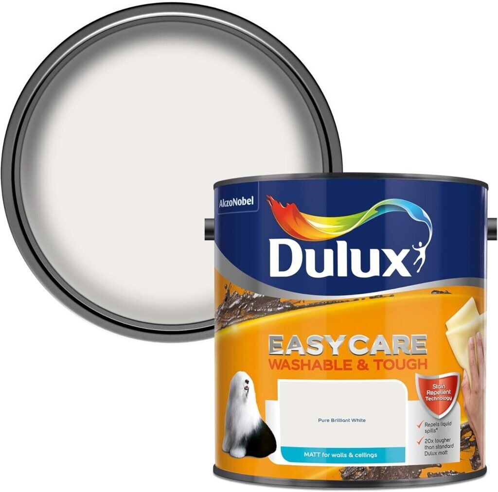 Dulux Easycare Washable and Tough Emulsion – Pure Brilliant White (2.5L, Matt)