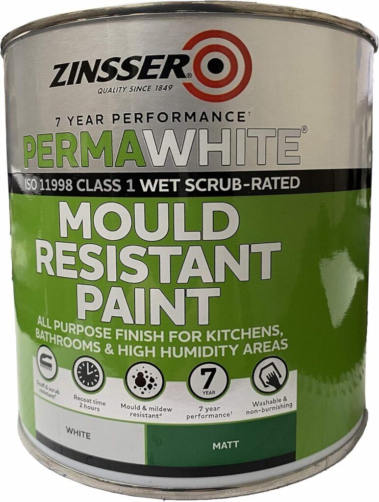 Zinsser Perma-White Mould Resistant Paint – White (1L, Satin)
