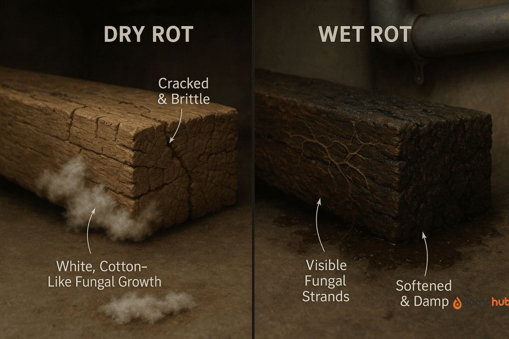 dry rot vs wet rot  visual